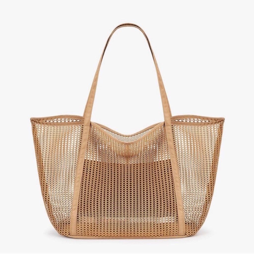 New Tan Mesh Tote Bag